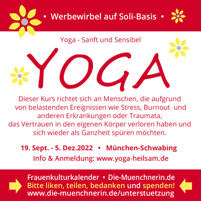 Yoga sanft und sensibel. Neuer Kurs. 19. Sept. bis 5. Dez. 2022. München-Schwabing.
