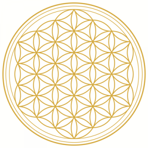 Blume des Lebens - Goldfarben auf Weiss Blume des Lebens - Goldfarben auf Weiss